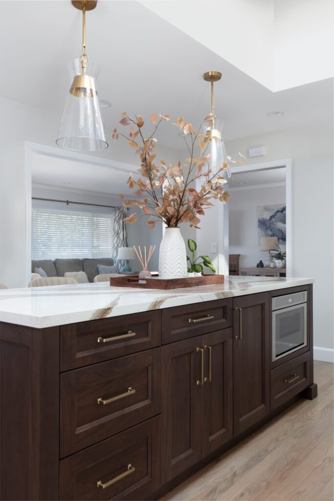 Luxury kitchen island san jose ca with two pendant lights